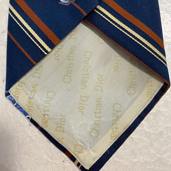 Christian Dior 4” wide necktie embroidered flowers polyester - Picture 6 of 10